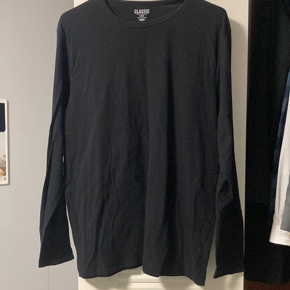 Black Cotton Old Navy Classic Large Long-sleeve Shirt.